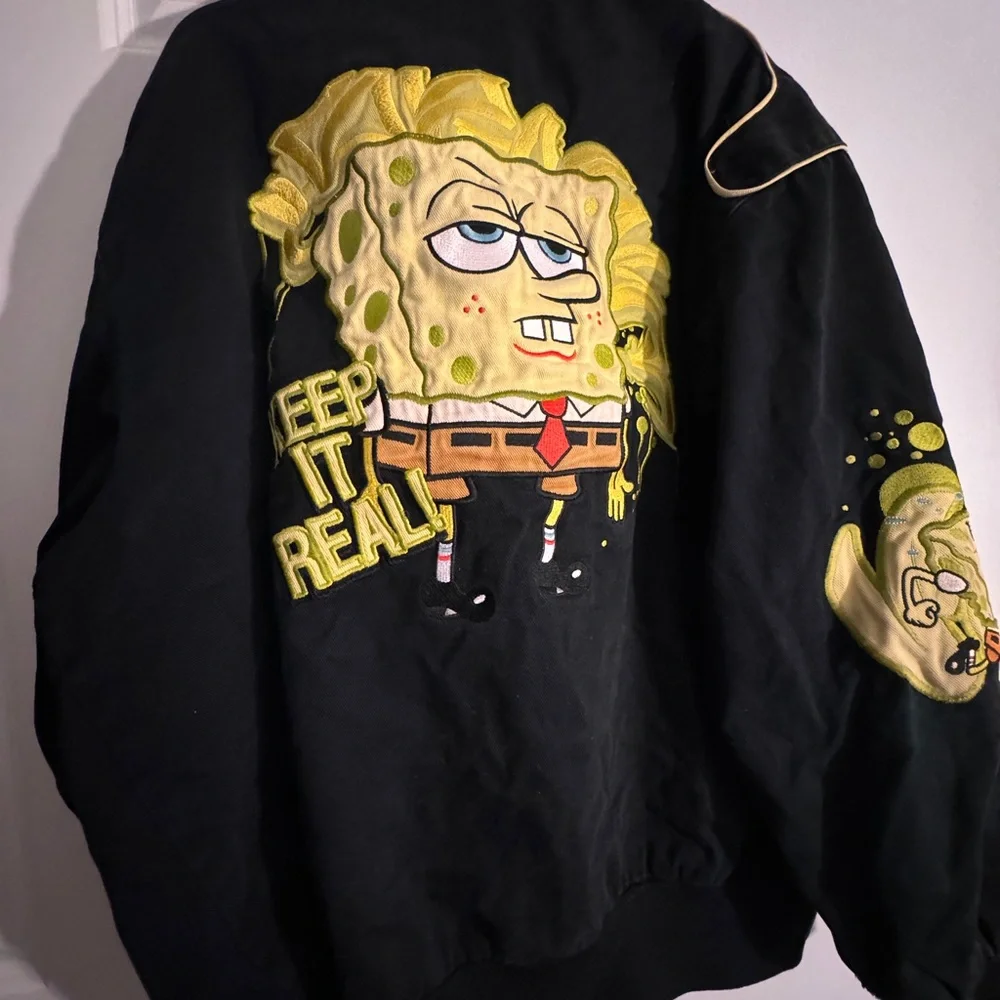Vintage Nickelodeon Sponge Bob NASCAR racing men’s jacket 2XL JH Design black - Picture 2 of 6